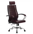 Кресло офисное Метта Комплект 32, кожа, тёмно-бордовый, НИЗ хром