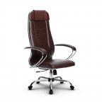 Кресло офисное Метта Комплект 31, кожа, тёмно-коричневый, НИЗ хром