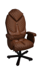 Эргономичное кресло Kulik System DIAMOND, экокожа, коричневый, дизайнерский шов