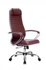 Кресло офисное Метта Комплект 6, кожа, тёмно-коричневый, НИЗ хром
