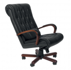 Кресло руководителя Роял D100 тёмный орех, кожа+кожзам, чёрный