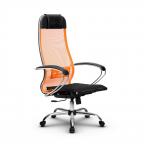 Кресло офисное Метта Комплект 4, сетка, оранжевый, НИЗ хром