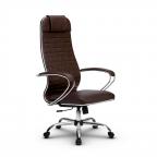 Кресло офисное Метта Комплект 6.1, кожа, тёмно-коричневый, НИЗ хром