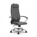 Кресло офисное Метта Комплект 31, кожа, серый, НИЗ хром