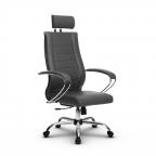 Кресло офисное Метта Комплект 33, кожа, серый, НИЗ хром