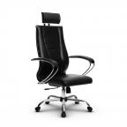 Кресло офисное Метта Комплект 35, кожа, чёрный, НИЗ хром