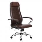 Кресло офисное Метта Комплект 28, кожа, тёмно-коричневый, НИЗ хром